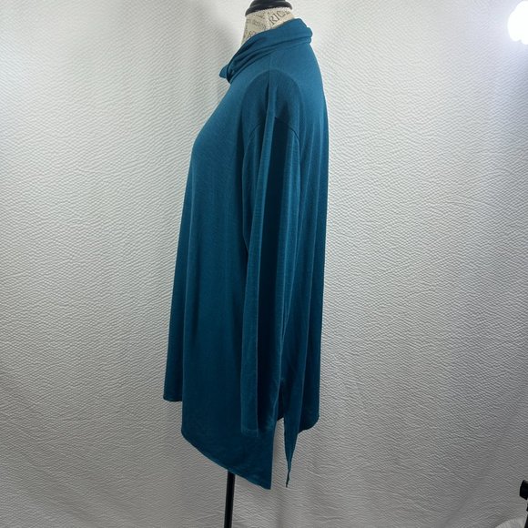 Terra & Sky Women's Size 3X  Slub Sharkbite Tunic Length Cowlneck Knit Top NWT - Picture 3 of 9